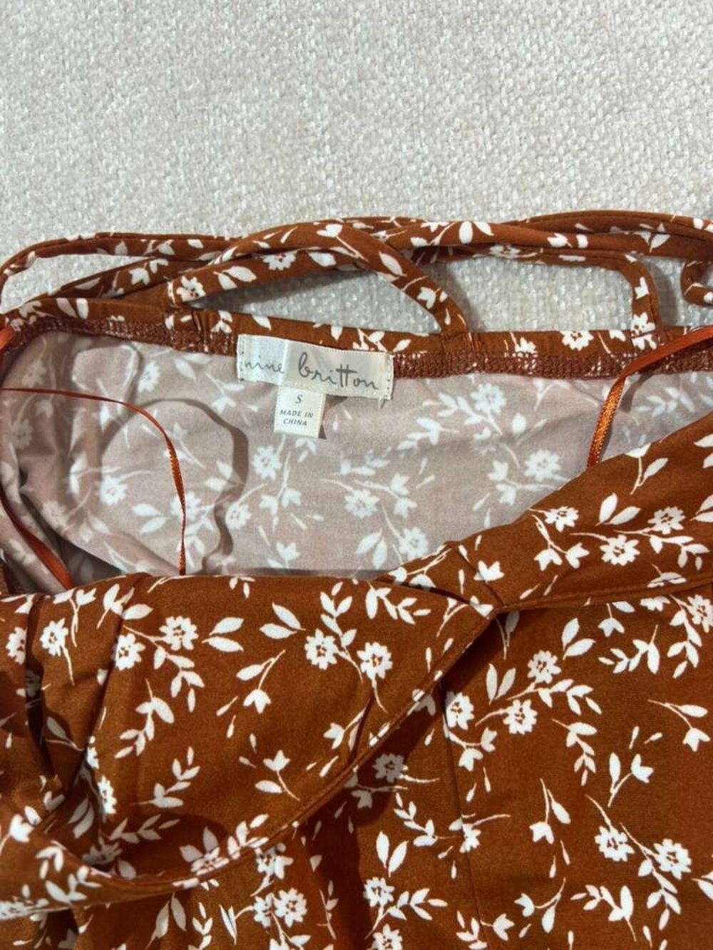 Mine Britton Brown Floral Fit & Flare Mini Dress NWT Size S - Picture 8 of 10